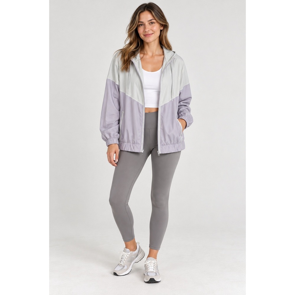 Nike Women Windrunner Jacket XL Pastel Colorblock White Lavender Purple Hooded